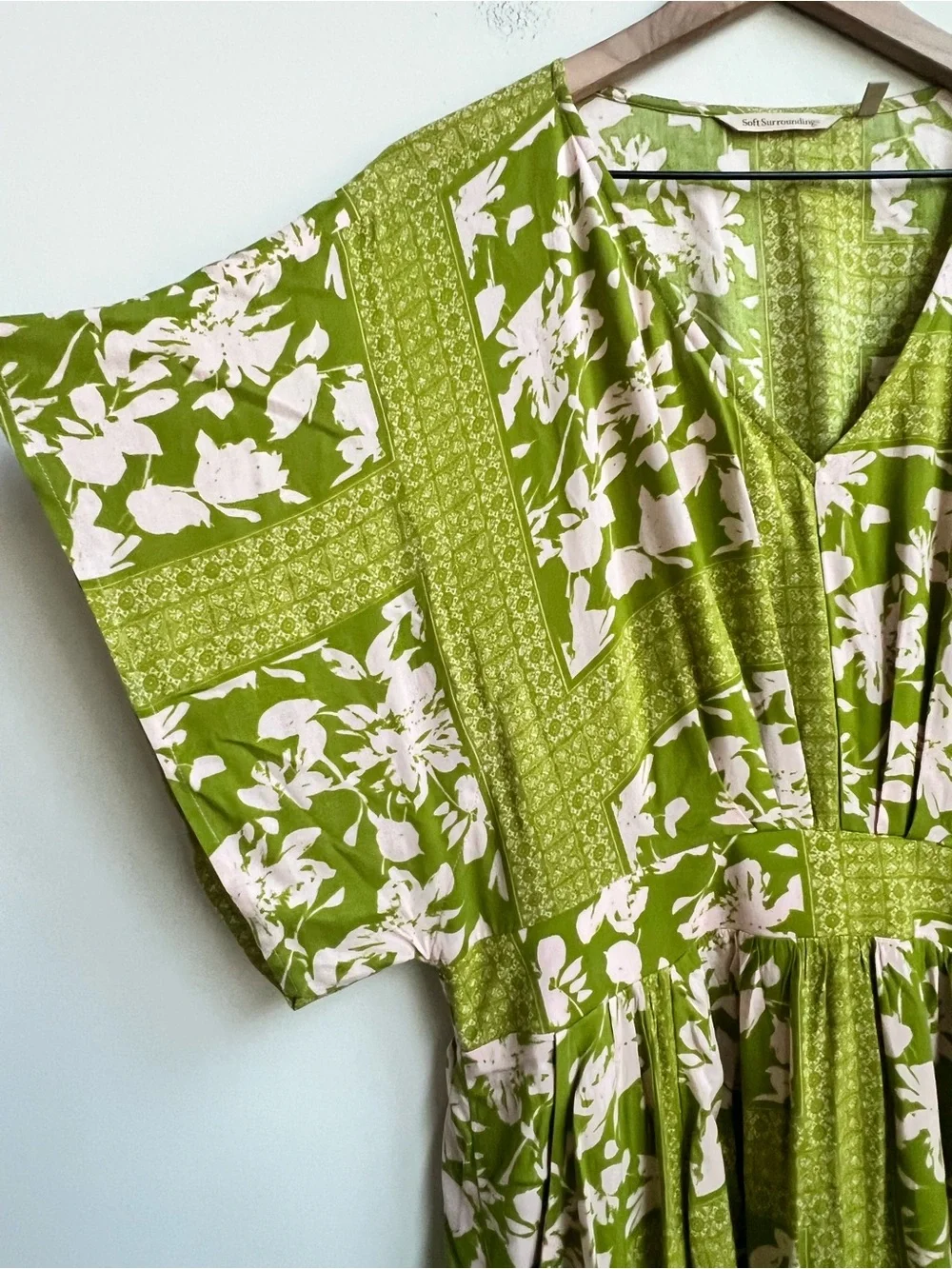 Soft Surroundings leslie maxi dress boho Floral Smocked Waist Large Resortwear